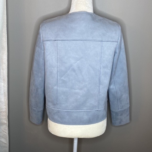 Zara Faux Suede Blue Button Front Jacket size M - Picture 12 of 13